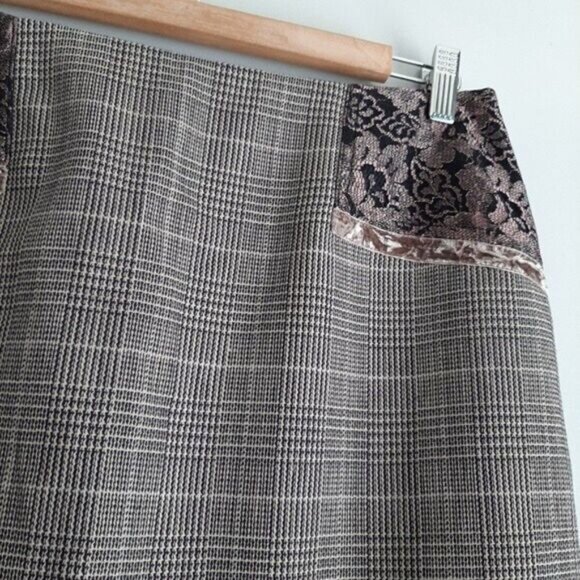 HARVE BENARD 100% Wool Glen Check Plaid Midi Skirt Sz 10 - Picture 4 of 10
